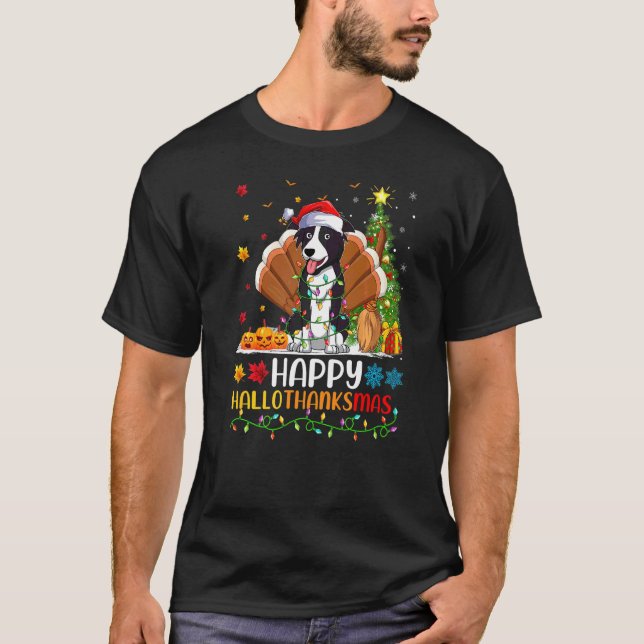 Border Collie Dog   Border Collie Hellothanksmas T-Shirt (Front)