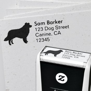Border Collie Dog Breed Silhouette Return Address Self-inking Stamp by jennsdoodleworld at Zazzle