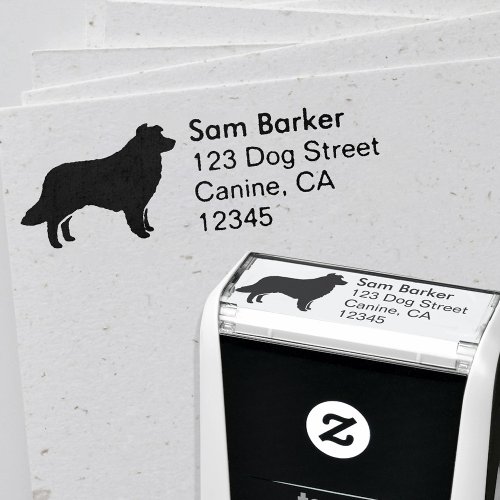 Border Collie Dog Breed Silhouette Return Address Self_inking Stamp