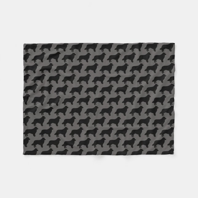 Border Collie Dog Breed Silhouettes Pattern Fleece Blanket (Front (Horizontal))