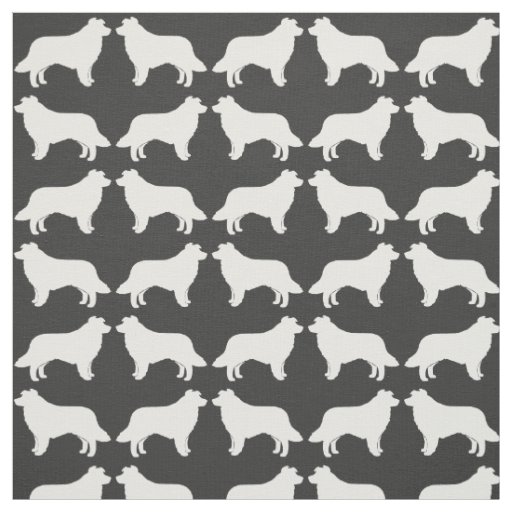 Border Collie Dog Breed Silhouettes Patterned Fabric