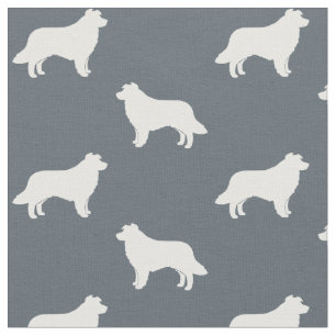 Border Collie Dog Breed Silhouettes Patterned Fabric