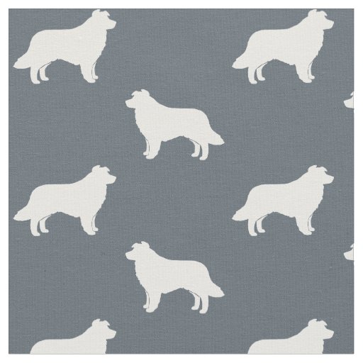 Border Collie Dog Breed Silhouettes Patterned Fabric