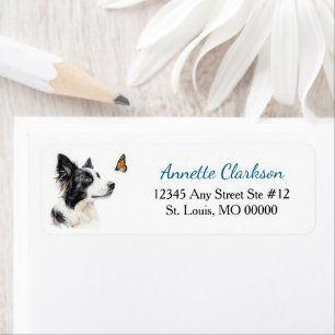 Border Collie Dog Butterfly Wonder Label