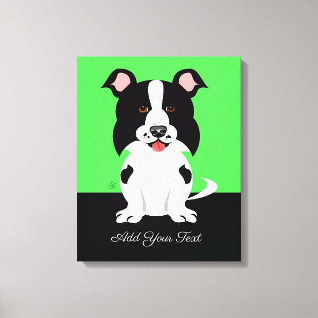Border Collie Dog Cartoon Canvas Print (Front)