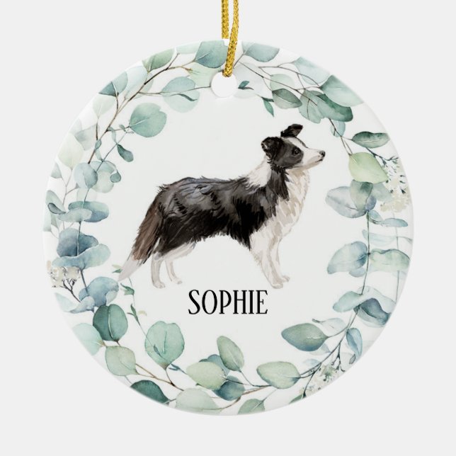 Border Collie Dog  Ceramic Ornament (Front)