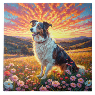 Border Collie Dog Ceramic Tile