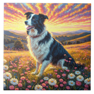 Border Collie Dog Ceramic Tile