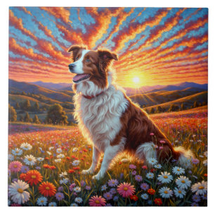 Border Collie Dog Ceramic Tile