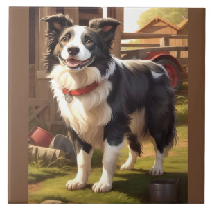 Border Collie Dog Ceramic Tile