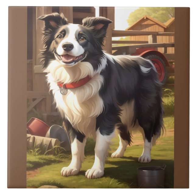 Border Collie Dog Ceramic Tile (Front)