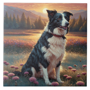 Border Collie Dog Ceramic Tile