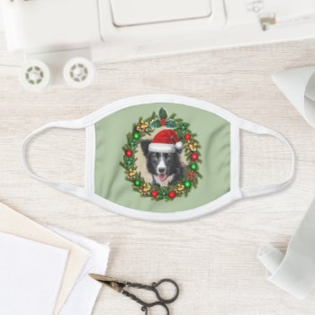 Border Collie Dog Christmas Face Mask by ritmoboxer at Zazzle