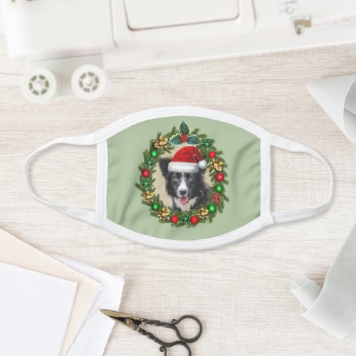 Border Collie dog Christmas face mask