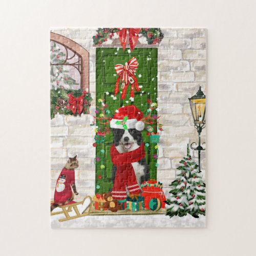 Border Collie Dog Christmas  Jigsaw Puzzle