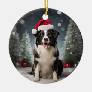 Border Collie Dog Christmas Keepsake Ceramic Ornament