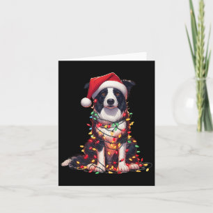 Border Collie Dog Christmas Lights Santa Hat Dog L Card