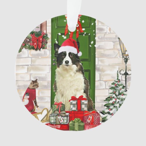 Border Collie Dog Christmas   Ornament