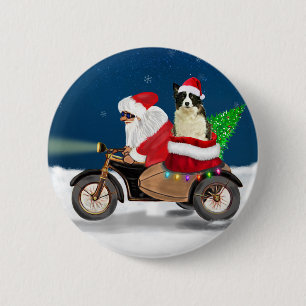 Border Collie Dog Christmas Santa Claus  Button