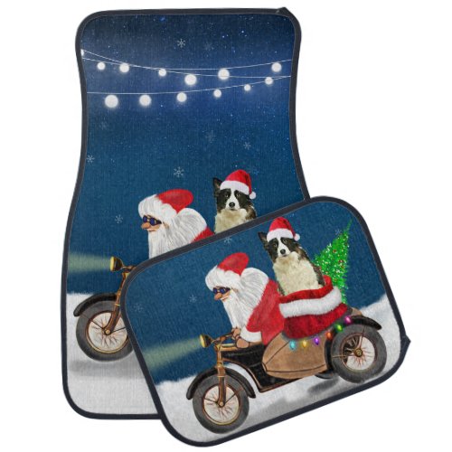 Border Collie Dog Christmas Santa Claus  Car Floor Mat