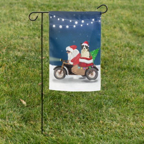 Border Collie Dog Christmas Santa Claus  Garden Flag