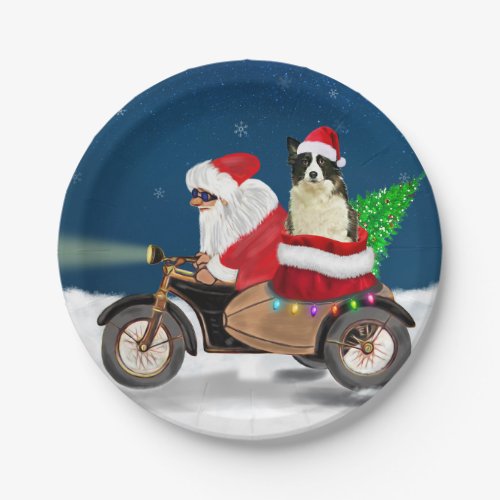 Border Collie Dog Christmas Santa Claus  Paper Plates