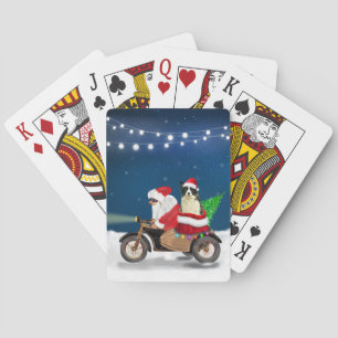 Border Collie Dog Christmas Santa Claus Poker Cards