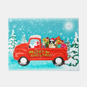Border Collie Dog Christmas Santa Delivery Truck Doormat
