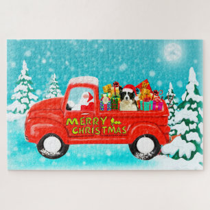 Border Collie Dog Christmas Santa Delivery Truck Jigsaw Puzzle