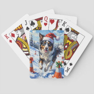 Border Collie Dog Christmas Snow Agility Fun Poker Cards