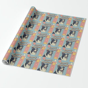 Border Collie Dog Colorful Wrapping Paper