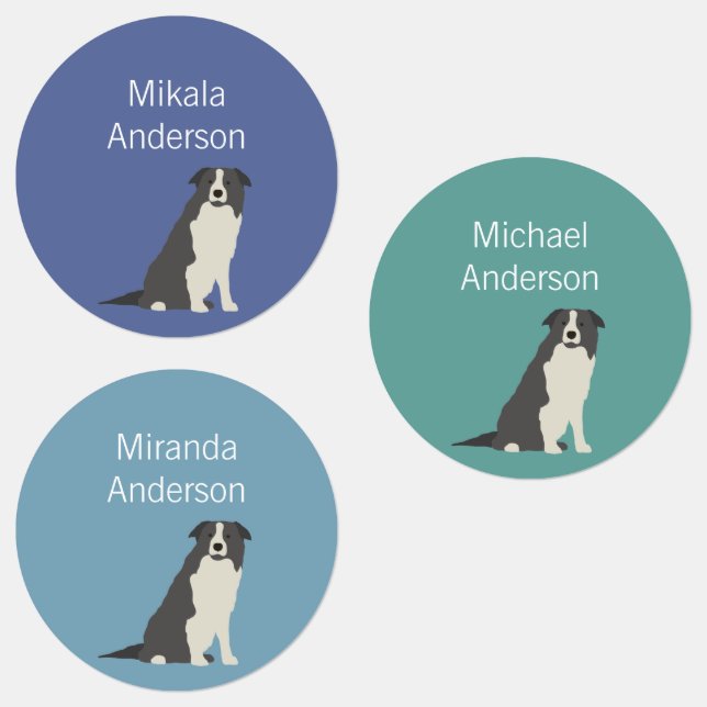 Border Collie Dog colors waterproof label (Group)