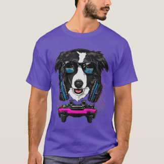 Border Collie Dog Computer Video Game Lover Gamin T-Shirt