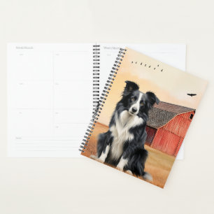 Border Collie Dog Country Western Red Barn Planner