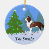 Border Collie Tree Bauble Birthday  Dog Decoration Gift Tag Christmas Gold