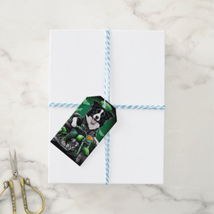 Border Collie Dog Driving Bike St. Patrick's Day Gift Tags