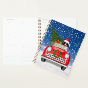 Border Collie Dog Driving Car In Snow Christmas Planner