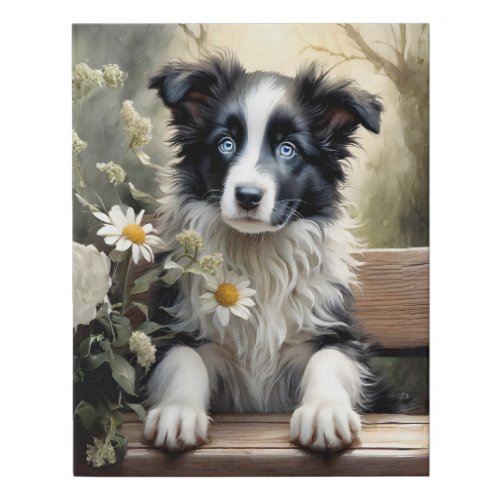 Border Collie Dog Faux Wrapped Canvas Print