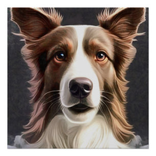 Border Collie Dog Fine Art Pet Portrait Poster