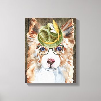 Border Collie Dog Gentleman Hat Wire Glasses Funny Canvas Print by petcherishedangels at Zazzle