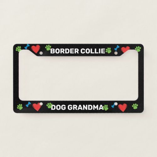 Border Collie Dog Grandma License Plate Frame