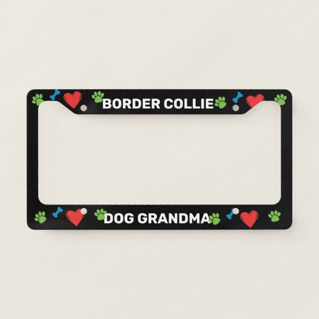 Border Collie Dog Grandma License Plate Frame (Front)