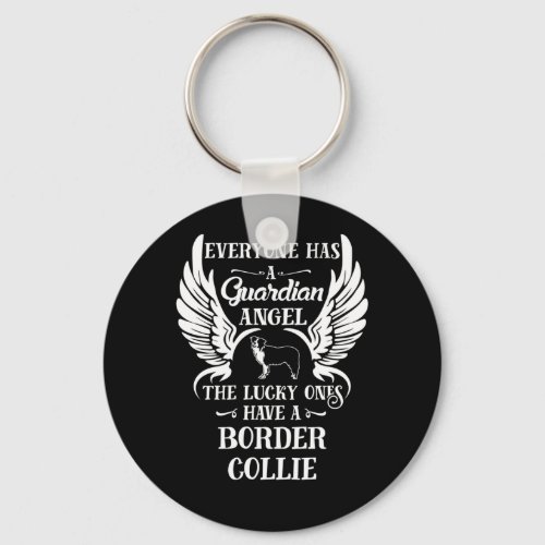 Border Collie Dog Guardian Angel Keychain
