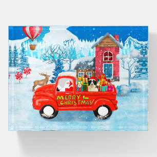 Border Collie Dog in Christmas Delivery Truck Snow Paperweight