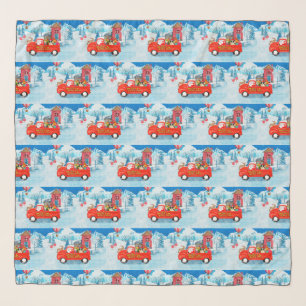 Border Collie Dog in Christmas Delivery Truck Snow Scarf