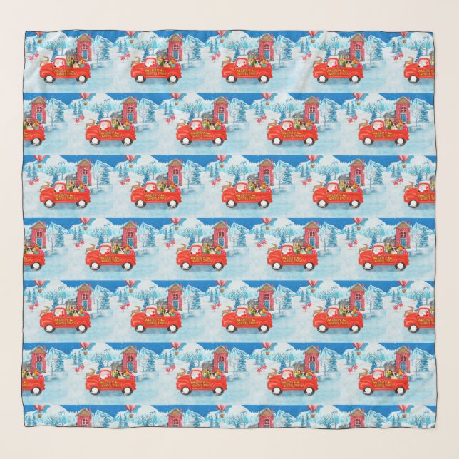 Border Collie Dog in Christmas Delivery Truck Snow Scarf (Front)