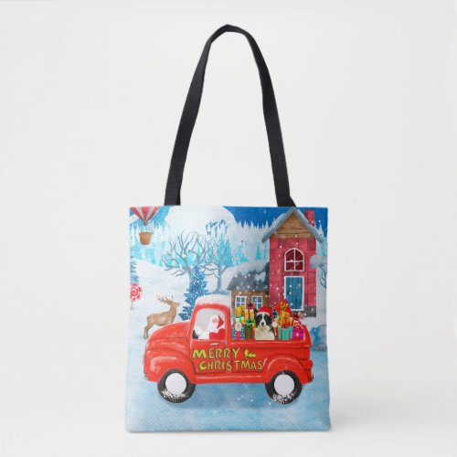Border Collie Dog in Christmas Delivery Truck Snow Tote Bag