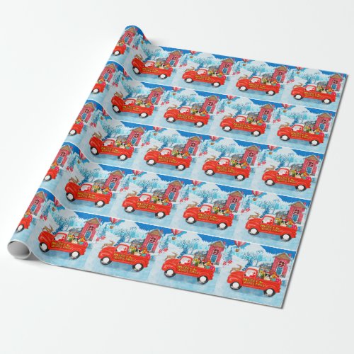 Border Collie Dog in Christmas Delivery Truck Snow Wrapping Paper