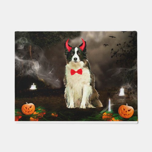 Border Collie Dog in Halloween Costume Doormat