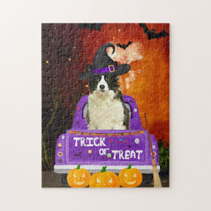 Border Collie Dog in Halloween Truck Jigsaw Puzzle